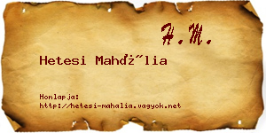 Hetesi Mahália névjegykártya